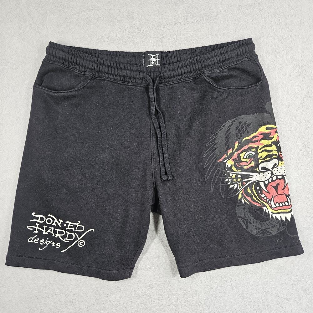 Ed Hardy Sweat Shorts Mens XL Athletic Tiger Activewear Skater Goth‎ Emo Grunge